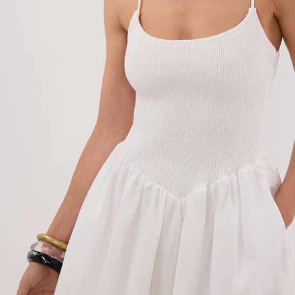 MILANO WHITE COTTON MIDI DRESS - Picture 3 of 5